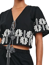 Pari Embroidered Cotton Crop Shirt