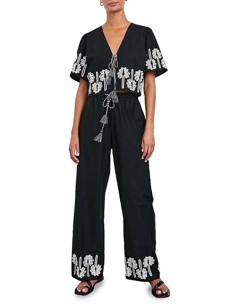 Pari Embroidered Cotton Crop Shirt