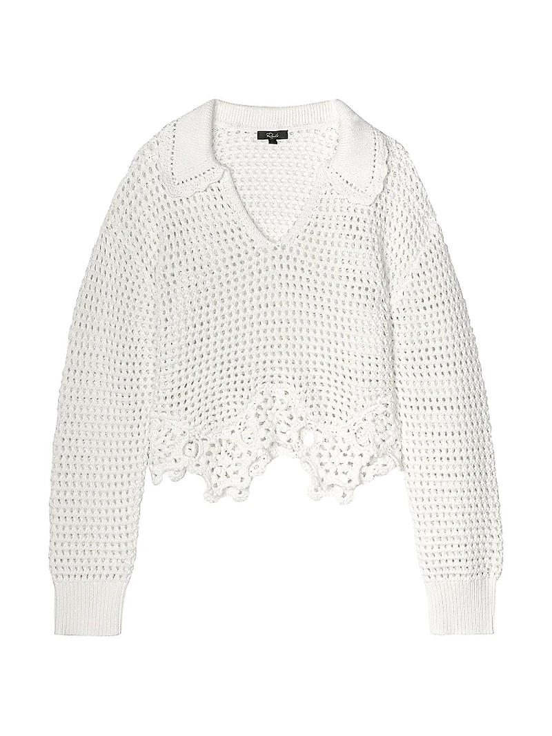 Louise Pointelle Knit Cotton Crop Sweater