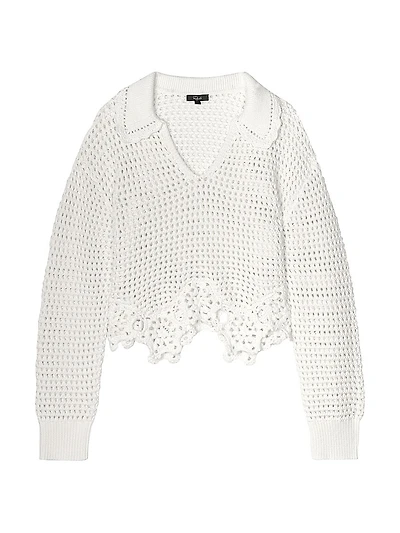 Louise Pointelle Knit Cotton Crop Sweater
