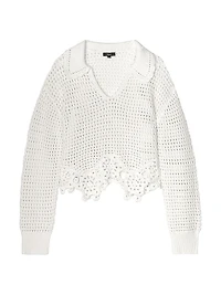 Louise Pointelle Knit Cotton Crop Sweater