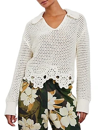 Louise Pointelle Knit Cotton Crop Sweater