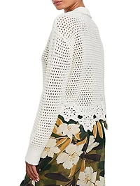 Louise Pointelle Knit Cotton Crop Sweater