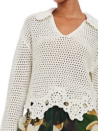 Louise Pointelle Knit Cotton Crop Sweater