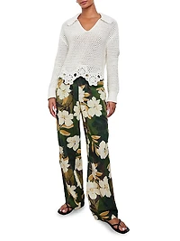 Louise Pointelle Knit Cotton Crop Sweater