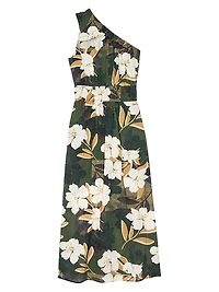 Selani Floral Sleeveless One-Shoulder Midi-Dress