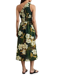 Selani Floral Sleeveless One-Shoulder Midi-Dress
