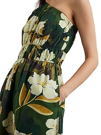 Selani Floral Sleeveless One-Shoulder Midi-Dress