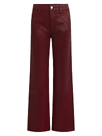 Rosie Coated High-Rise Stretch Wide-Leg Jeans