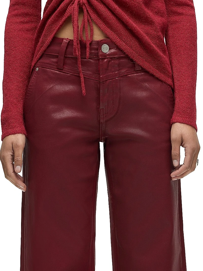 Rosie Coated High-Rise Stretch Wide-Leg Jeans