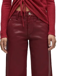 Rosie Coated High-Rise Stretch Wide-Leg Jeans