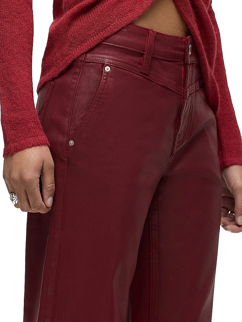 Rosie Coated High-Rise Stretch Wide-Leg Jeans