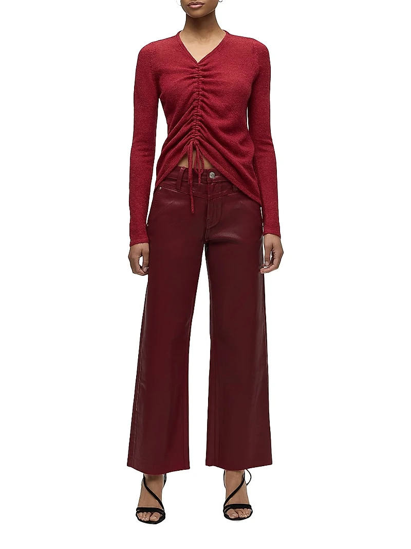 Rosie Coated High-Rise Stretch Wide-Leg Jeans