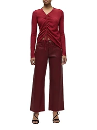 Rosie Coated High-Rise Stretch Wide-Leg Jeans