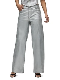 Lexi Metallic High-Rise Stretch Wide-Leg Jeans