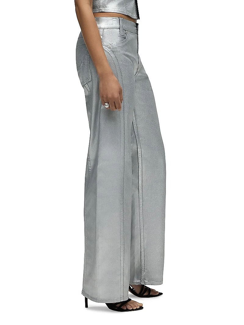 Lexi Metallic High-Rise Stretch Wide-Leg Jeans