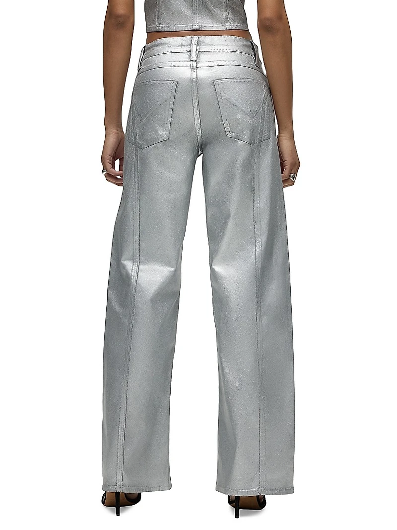 Lexi Metallic High-Rise Stretch Wide-Leg Jeans