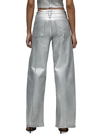 Lexi Metallic High-Rise Stretch Wide-Leg Jeans