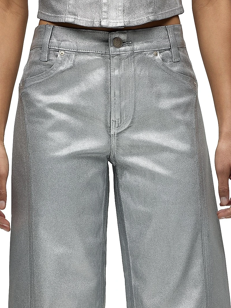 Lexi Metallic High-Rise Stretch Wide-Leg Jeans