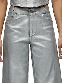 Lexi Metallic High-Rise Stretch Wide-Leg Jeans