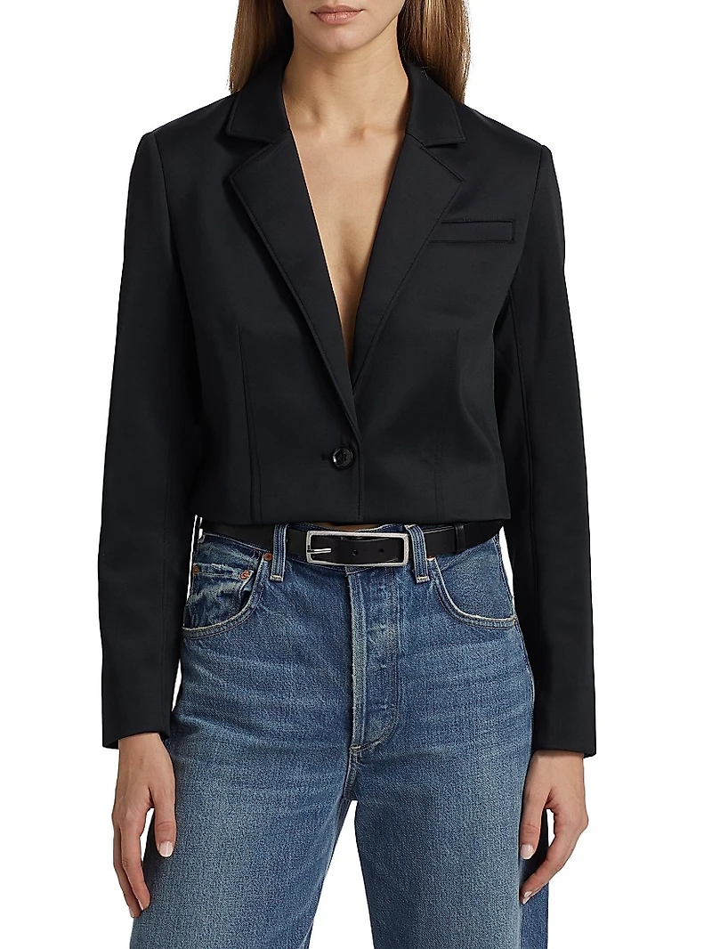 Cropped Single-Button Blazer