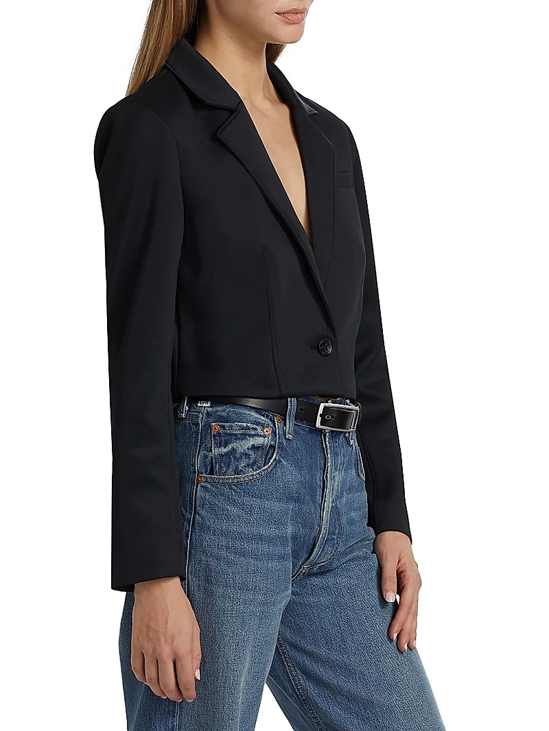 Cropped Single-Button Blazer