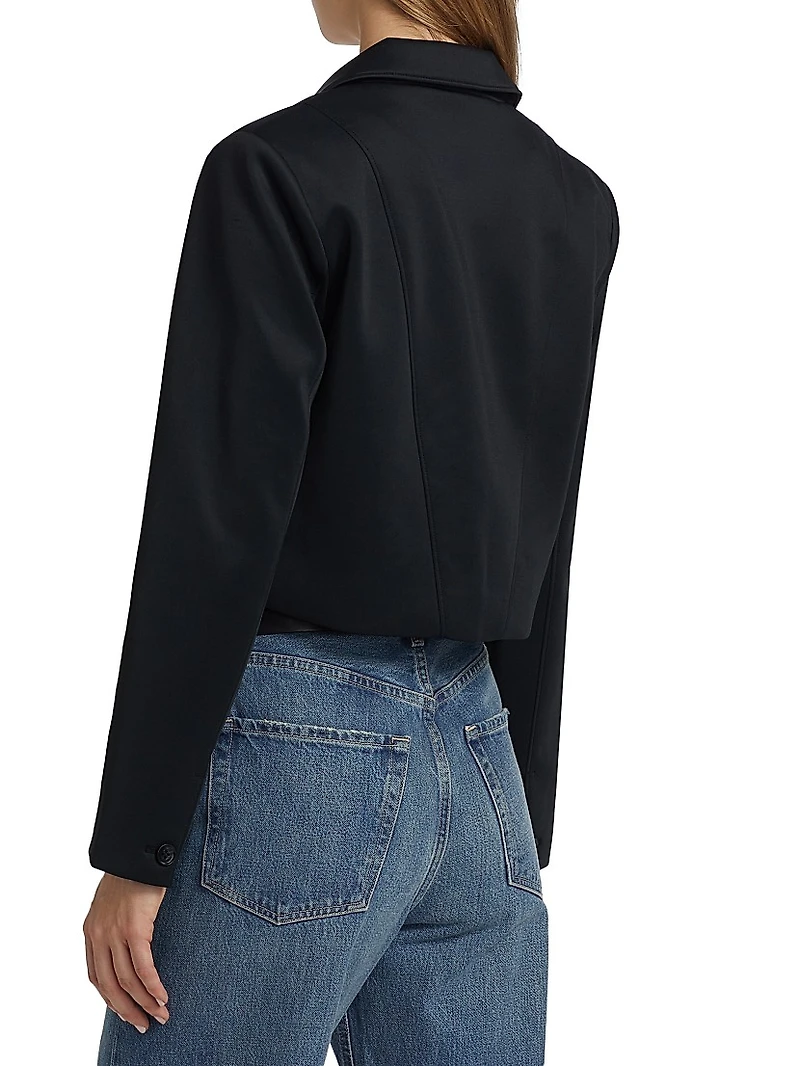 Cropped Single-Button Blazer