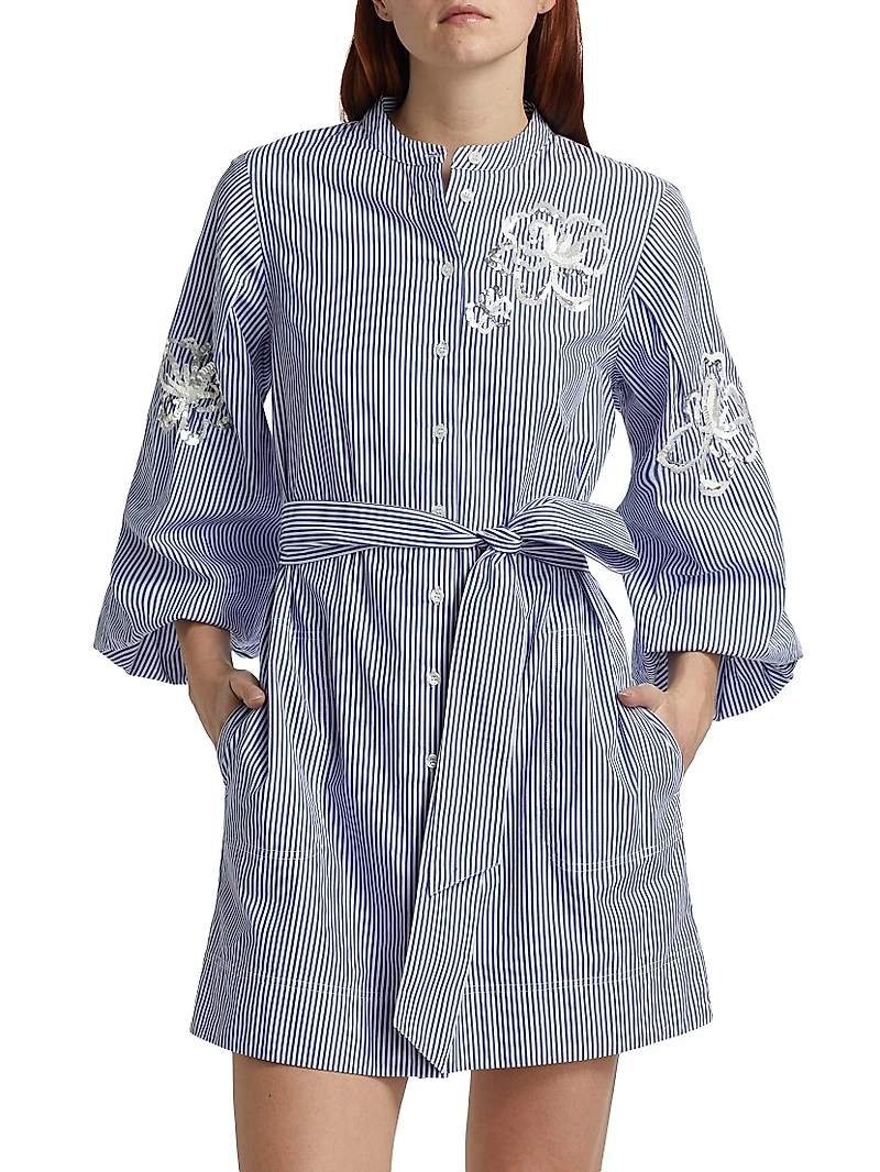 Madelyn Sequined Striped Shirtdress