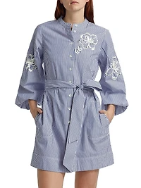 Madelyn Sequined Striped Shirtdress