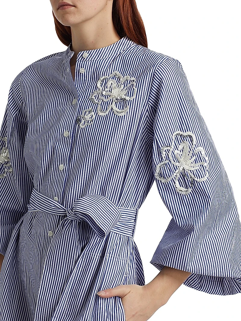Madelyn Sequined Striped Shirtdress