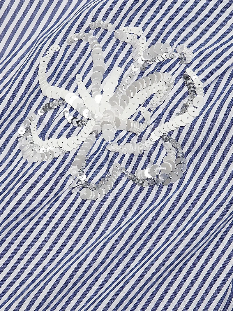 Madelyn Sequined Striped Shirtdress