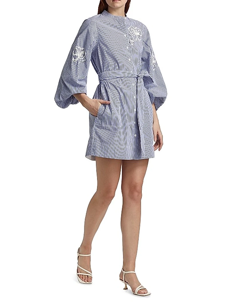 Madelyn Sequined Striped Shirtdress
