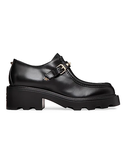 Rockstud 55MM Single Monk Strap Boots in Calfskin