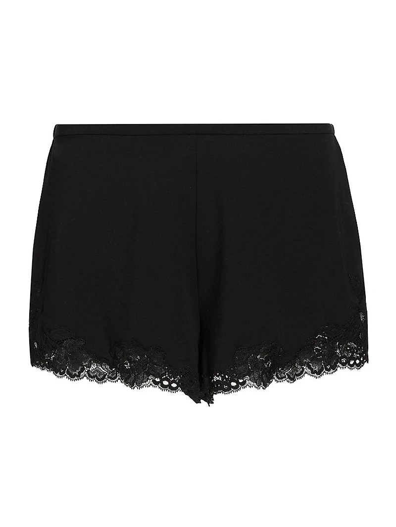 Imagine Stretch Jersey Lace-Trim Lounge Shorts