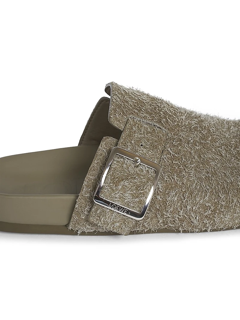 Ease Buckle Brushed Suede Mules