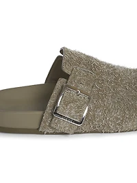 Ease Buckle Brushed Suede Mules