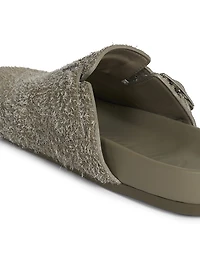 Ease Buckle Brushed Suede Mules