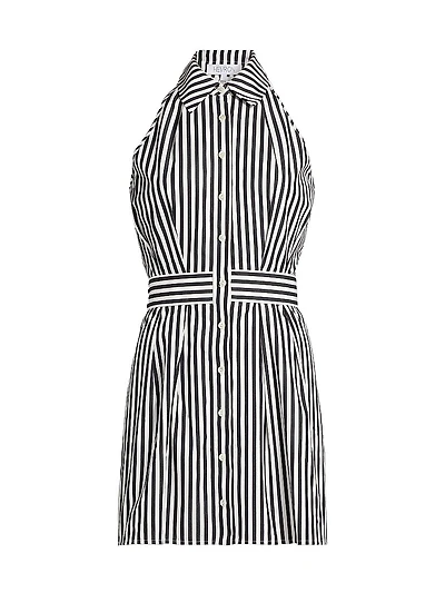 Domino Striped Mini Shirtdress