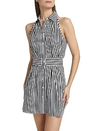 Domino Striped Mini Shirtdress