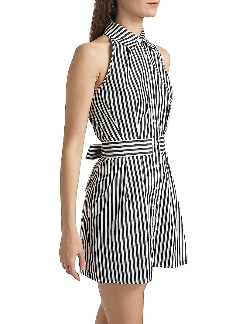 Domino Striped Mini Shirtdress