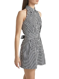 Domino Striped Mini Shirtdress