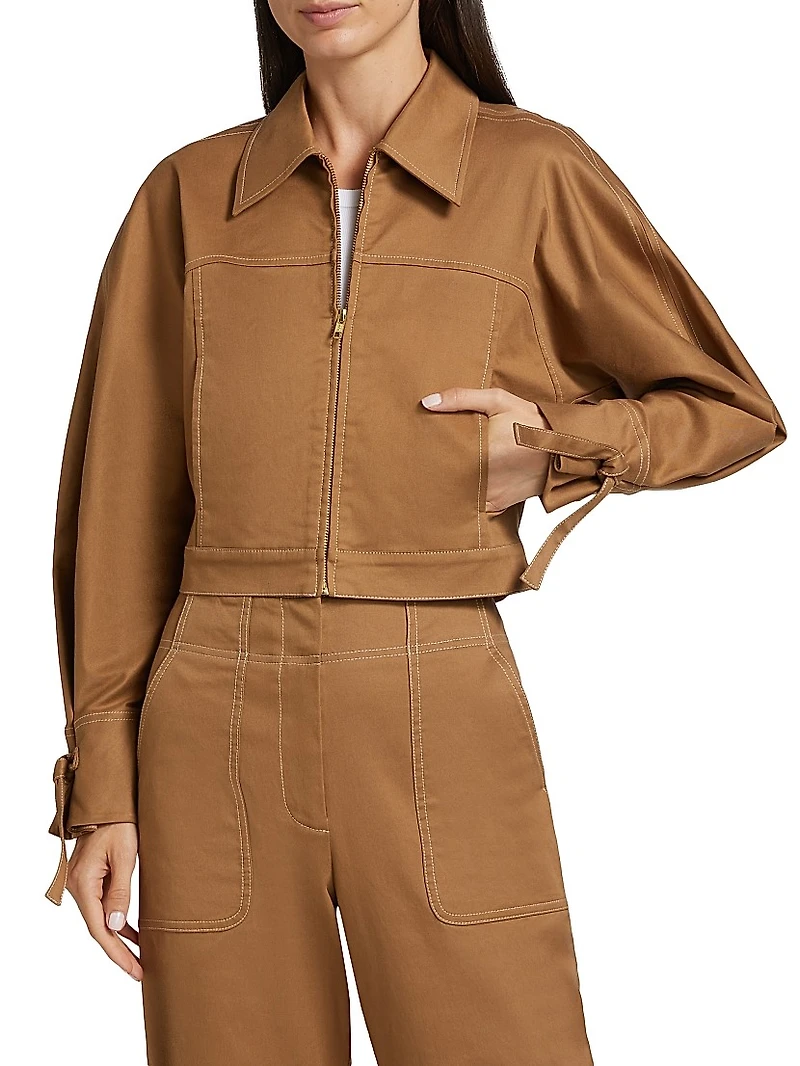 Elodie Tie-Cuff Cropped Jacket