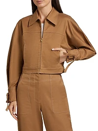 Elodie Tie-Cuff Cropped Jacket