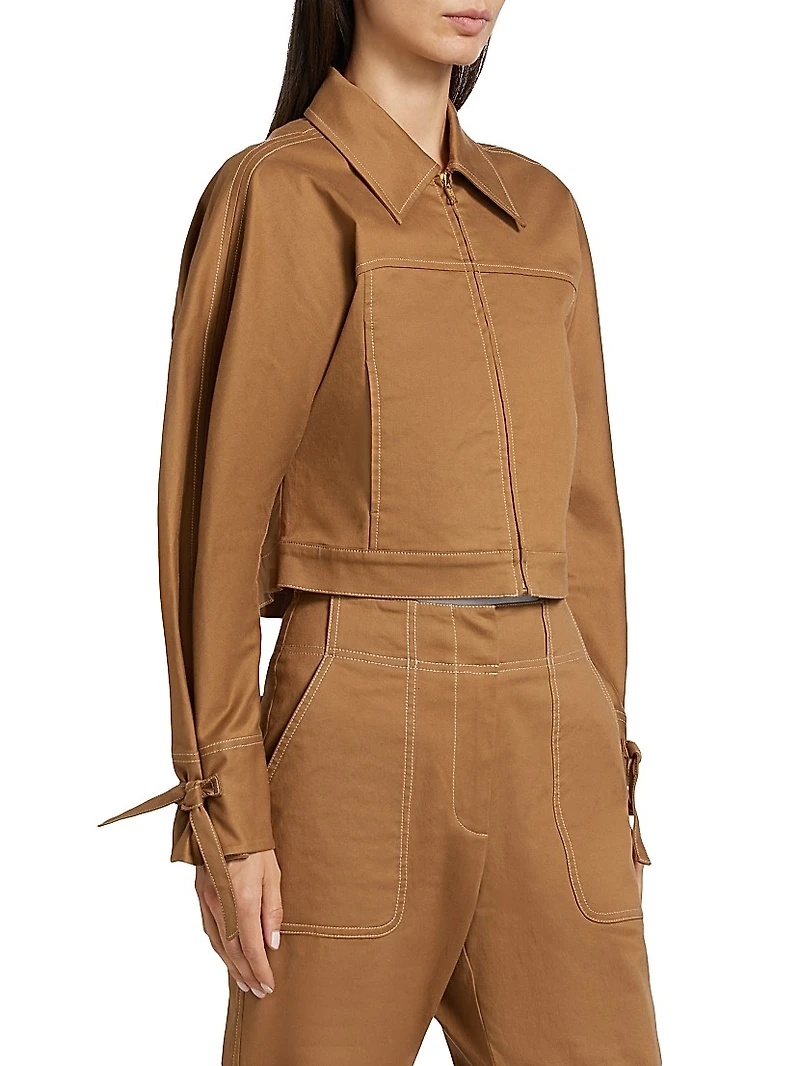 Elodie Tie-Cuff Cropped Jacket