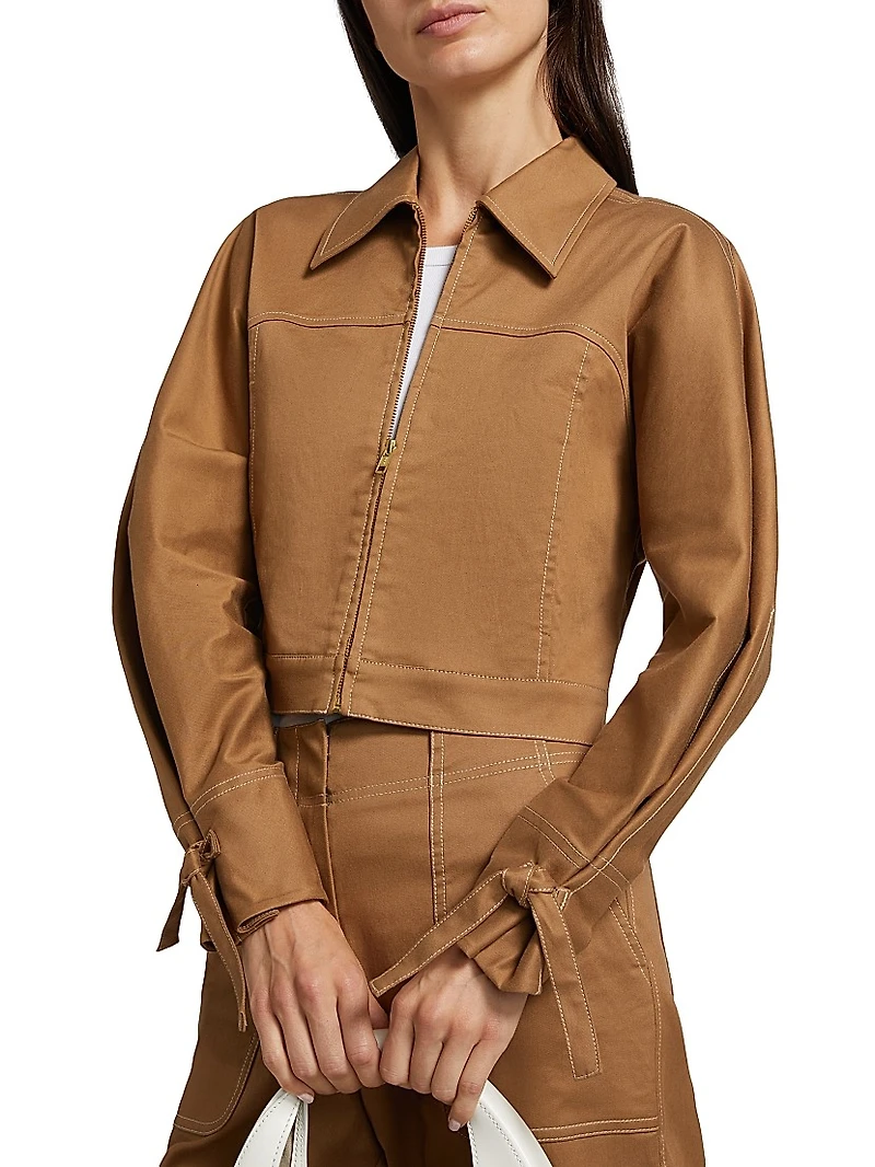 Elodie Tie-Cuff Cropped Jacket