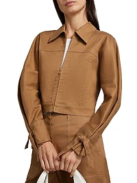 Elodie Tie-Cuff Cropped Jacket