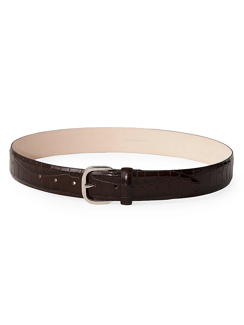 Jeanne Croc-Embossed Leather Belt