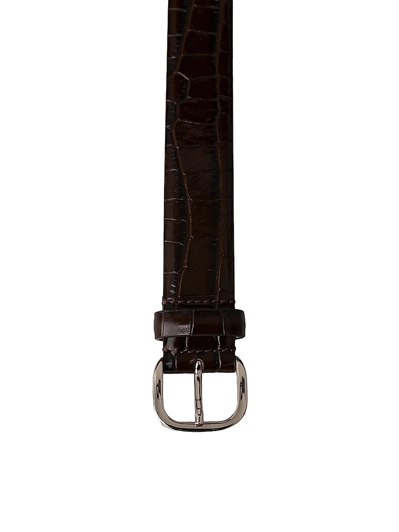 Jeanne Croc-Embossed Leather Belt