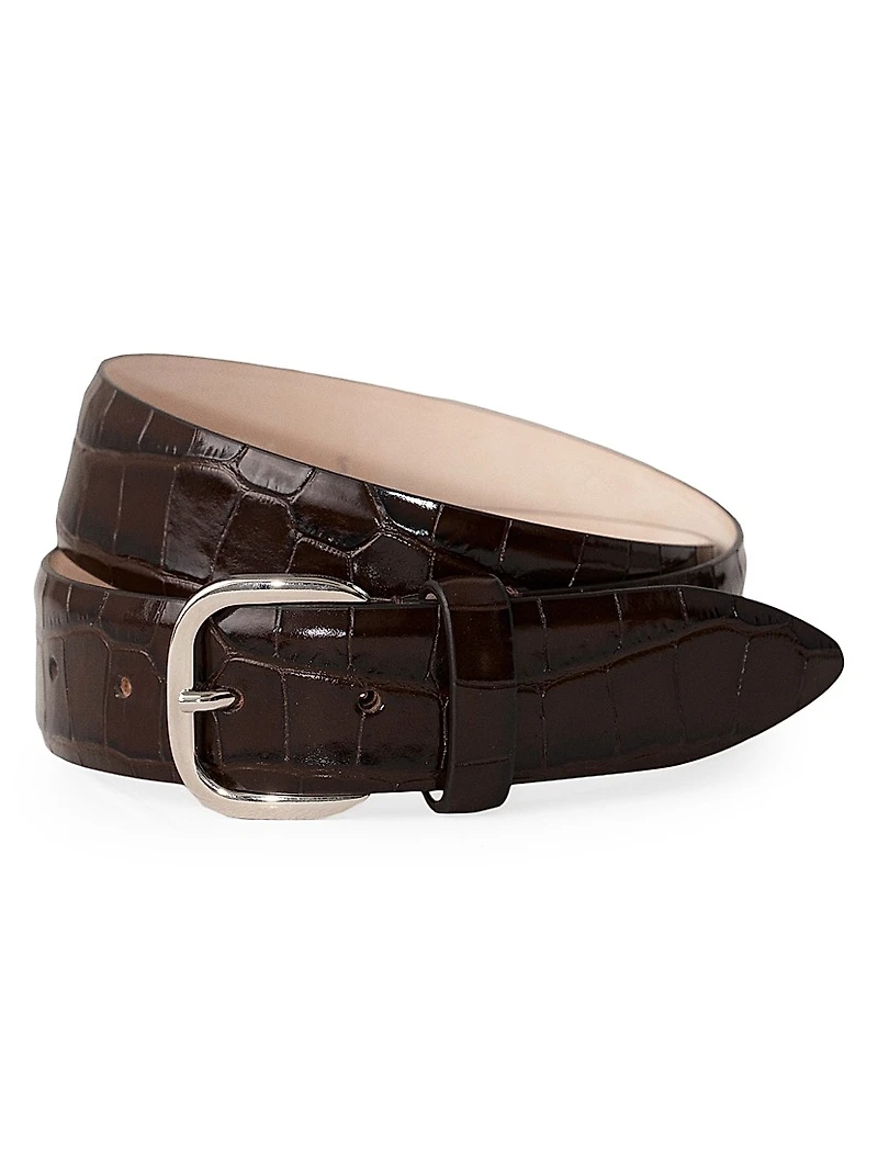 Jeanne Croc-Embossed Leather Belt