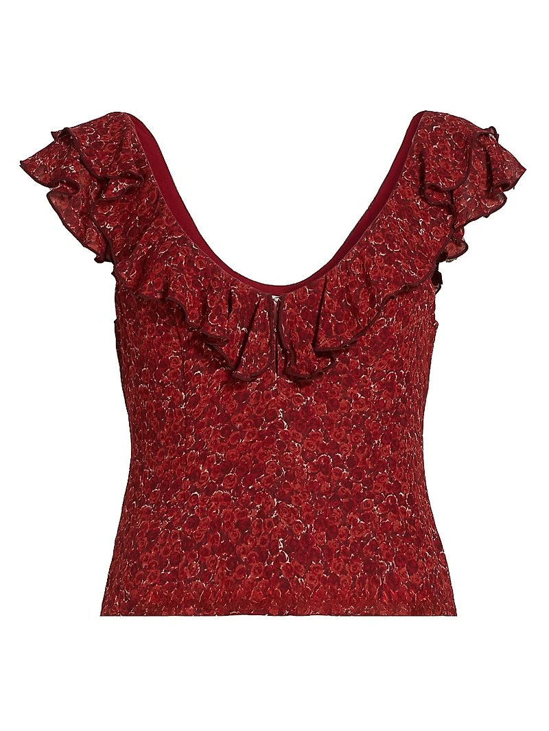 Cala Floral Georgette Ruffle Top